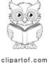 Vector Illustration of Cartoon Wise Old Owl Cute Character Reading Book by AtStockIllustration