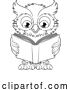 Vector Illustration of Cartoon Wise Owl Cute Character Reading Book by AtStockIllustration