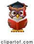 Vector Illustration of Cartoon Wise Owl Cute Professor Reading Book by AtStockIllustration