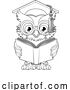 Vector Illustration of Cartoon Wise Owl Old Teacher Reading Book by AtStockIllustration
