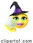 Vector Illustration of Cartoon Witch Emoticon Halloween Face by AtStockIllustration