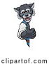 Vector Illustration of Cartoon Wolf Mascot Decorator Gardener Handyman Worker by AtStockIllustration