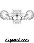 Vector Illustration of Cartoon Wolf Mascot Weight Lifting Barbell Body Builder by AtStockIllustration