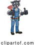 Vector Illustration of Cartoon Wolf Plumber Mascot Holding Plunger by AtStockIllustration