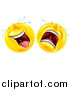 Vector Illustration of Cartoon Yellow Trajedy and Comedy Theater Emoji Emoticons by AtStockIllustration