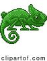 Vector Illustration of Chameleon Lizard Pixel Art Video Game by AtStockIllustration