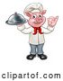 Vector Illustration of Chef Pig Holding a Cloche and Gesturing Perfect by AtStockIllustration