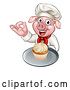 Vector Illustration of Chef Pig Holding a Cupcake on a Tray and Gesturing Okay by AtStockIllustration