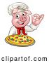 Vector Illustration of Chef Pig Holding a Pizza and Gesturing Perfect by AtStockIllustration