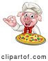 Vector Illustration of Chef Pig Holding a Pizza and Gesturing Perfect by AtStockIllustration