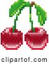 Vector Illustration of Cherry Pixel Art 8 Bit Video Game Fruit Icon by AtStockIllustration