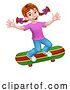 Vector Illustration of Child Skateboarding Girl Kid by AtStockIllustration