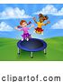 Vector Illustration of Children Jumping on a Round Trampoline by AtStockIllustration