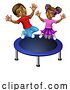 Vector Illustration of Children Jumping on a Round Trampoline by AtStockIllustration