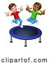 Vector Illustration of Children Jumping on a Round Trampoline by AtStockIllustration