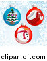 Vector Illustration of Christmas Bauble Ornaments with a Snowflake Background by AtStockIllustration