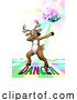 Vector Illustration of Christmas Reindeer Dabbing Disco Dance by AtStockIllustration