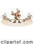 Vector Illustration of Christmas Reindeer over a Scroll Sign by AtStockIllustration