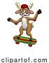 Vector Illustration of Christmas Reindeer Skateboarding by AtStockIllustration