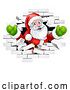 Vector Illustration of Christmas Santa Claus Breaking out Through Wall by AtStockIllustration