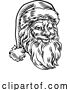 Vector Illustration of Christmas Santa Claus Face Retro Woodcut Style by AtStockIllustration