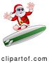 Vector Illustration of Christmas Santa Claus Surfing and Wearing Sunglasses by AtStockIllustration