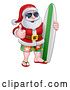 Vector Illustration of Christmas Santa Claus Wearing Sunglasses and Holding a Surf Board by AtStockIllustration