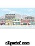 Vector Illustration of Christmas Snow Houses and Shops Street Scene by AtStockIllustration