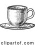 Vector Illustration of Coffee Tea Cup Hot Drink Mug Vintage Retro Woodcut by AtStockIllustration