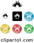 Vector Illustration of Colored Explosion Icon Buttons by AtStockIllustration