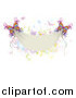Vector Illustration of Colorful Butterflies with a Blank Banner and Splatters by AtStockIllustration
