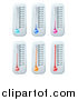 Vector Illustration of Colorful Thermometers with Goal Percent Marks by AtStockIllustration