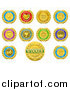 Vector Illustration of Colorful Winner and Product Medals by AtStockIllustration