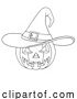 Vector Illustration of Coloring Book Jack O Lantern Halloween Pumpkin by AtStockIllustration
