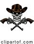 Vector Illustration of Cowboy Hat Pistols Skull Pirate Cross Bones by AtStockIllustration