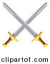 Vector Illustration of Crossed Swords with Gold and Brown Handles by AtStockIllustration