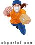 Vector Illustration of Delivery Courier Superhero Delivering Parcel Box by AtStockIllustration