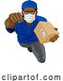 Vector Illustration of Delivery Superhero Courier Delivering Package Box by AtStockIllustration