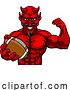 Vector Illustration of Devil American Football Sports Mascot Holding Ball by AtStockIllustration