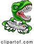 Vector Illustration of Dinosaur Gamer Video Game Controller Mascot by AtStockIllustration