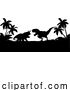 Vector Illustration of Dinosaur Silhouette Background Landscape Scene by AtStockIllustration