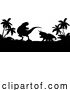 Vector Illustration of Dinosaur Silhouette Background Landscape Scene by AtStockIllustration