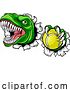 Vector Illustration of Dinosaur Tennis Player Animal Sports Mascot by AtStockIllustration