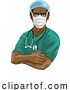 Vector Illustration of Doctor or Nurse in Scrubs Uniform and Medical PPE by AtStockIllustration