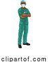 Vector Illustration of Doctor or Nurse in Scrubs Uniform and Medical PPE by AtStockIllustration