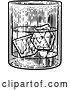 Vector Illustration of Drink with Ice in Glass Woodcut Engraved Etching by AtStockIllustration