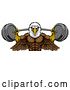 Vector Illustration of Eagle Mascot Weight Lifting Barbell Body Builder by AtStockIllustration