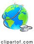 Vector Illustration of Earth World Globe with Stethoscope by AtStockIllustration