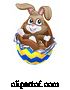 Vector Illustration of Easter Bunny Rabbit Breaking out of Chocolate Egg by AtStockIllustration