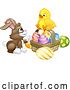 Vector Illustration of Easter Bunny Rabbit with a Basket and Chick by AtStockIllustration